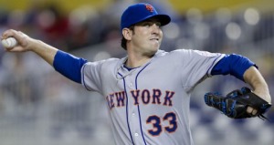 New York Mets starter Matt Harvey pitches in the first inning against the Miami Marlins at Marlins Park in Miami, Florida, Monday, April 29, 2013. (Joe Rimkus Jr./Miami Herald/MCT via Getty Images)